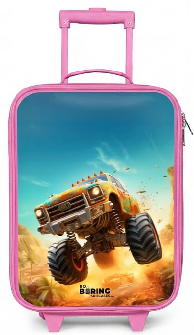 NoBoringSuitcases.com® - Kinderkoffer roze - Kindertrolley meisje - Zandsloper - Koffer kind lichtgewicht - Reiskoffer trolley voor kinderen - Koffertje met lichtgevende wieltjes - Rolkoffer