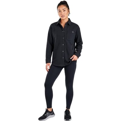 Under Armour Dames-T-shirt van zware badstof met kraag (Zwart)