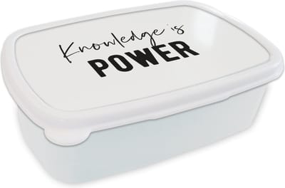 Broodtrommel Wit - Lunchbox - Brooddoos - Quotes - Kennis - Leren - Studenten - Studeren - 18x12x6 cm - Volwassenen