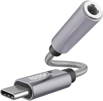 AdroitGoods USB-C naar 3.5mm Aux Hoofdtelefoon Jack Adapter - 32Bit 384Khz - Grijs
