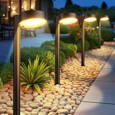 HEZIVO® Tuinverlichting Buiten Staand - Moderne Staande Buitenlamp - Buitenverlichting op Zonne-energie - 4 x 12 LED's - IP65 Waterdicht