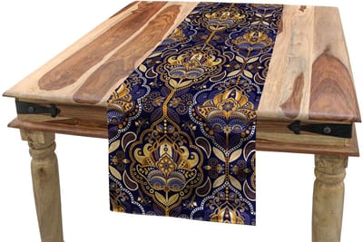 ABAKUHAUS Tafelloper – Oosters patroon – 40x180 cm – Geel/Paars