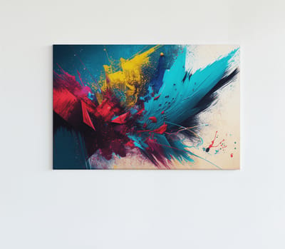Canvas Schilderij - Abstract - Kleur Explosie - Kleurrijk - Wanddecoratie - 60x40x2 cm