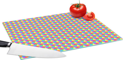 Glazen Snijplank - 39x28 - Hexagon - Regenboog - Patroon - Snijplanken Glas