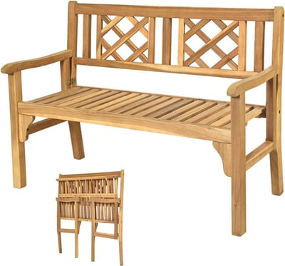 Opvouwbare 2-zits buitenbank van acaciahout - Draagvermogen 320 kg voor terras en balkon