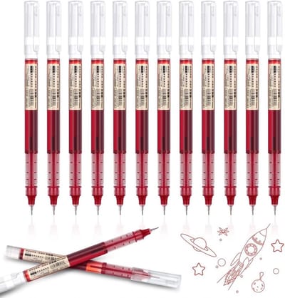Set van 12 Rollerball Pennen met Vloeibare Inkt, 0.5mm Sneldrogende Gel Pennen voor Notitieboek, School en Kantoor Gebruik
