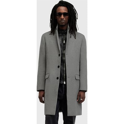 AllSaints Hal Coat Light Grey Marl Maat: 34 | Single-Breasted Mantels Outlet | Heren | Grijs