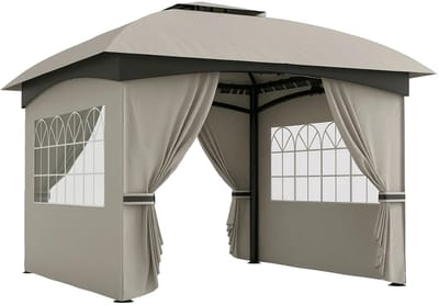 Partytent opvouwbaar - Paviljoen - 3,4 x 3,4 m - Easy up - Waterdicht - met Zijwanden - Weerbestendig - Lichtgrijs