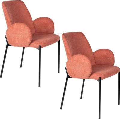 Housecraft Living Tjarda Eetkamerstoelen met armleuning Oudroze - Set van 2