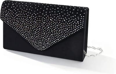 Stijlvolle Avondtas voor Dames, Glanzende Strass en Satijn, Kleine Handtas met Afneembare Schouderriem, Perfect voor Feestjes, Diners en Bruiloften