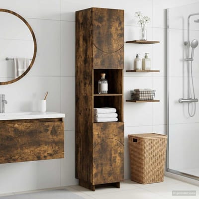 vidaXL - Badkamerkast - Gerookt - eiken - 36.5 - x - 38 - x - 180 - cm - Bewerkt - hout