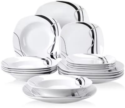 Serviesset 18 delig Wit - 6 personen, Dinerborden en Bordenset - Voor Diner, Keuken, Dagelijks Gebruik en Ontbijt
