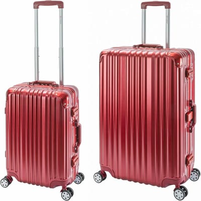 Reiskoffer Set - Trolley Koffers - Lange Reizen - Aluminium Frame - Set S+L - Rood