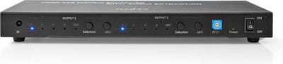 Nedis HDMI Matrix-Switch - 4 x 2-Poorts poort(en) - 4x HDMI Input - 2x 3,5 mm / 2x HDMI Output / 2x TosLink - 4K@60Hz - 18 Gbps - Afstandbestuurbaar - Metaal - Antraciet