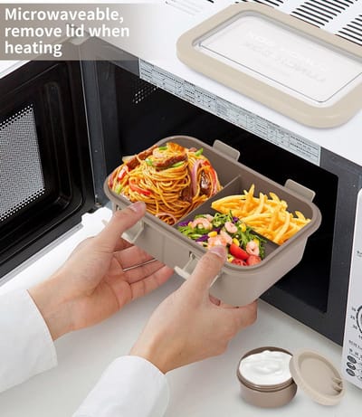 Grote Broodtrommel Set met Vakken en Bestek - 1250 ml Lunchbox voor Kids en Volwassenen
