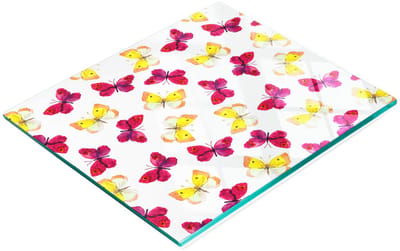 Multifunctionele decoratieve snijplank van gehard staal met vlinder- en bloemmotief voor in de keuken, 60x52 cm