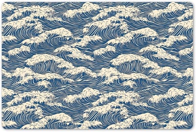 Placemats 45x30 cm - Placemat kunststof - 1 stuk - Golven - Klassiek - Blauw - Borden onderleggers - Decoratie voor op tafel - Keuken tafeldecoratie accessoires - Vinyl onderlegger - Tafelversiering