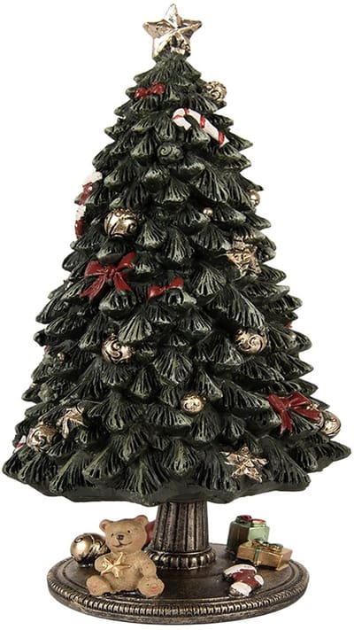 Clayre & Eef Muziekdoos Kerstboom Ø 13x23 cm Groen Kunststof