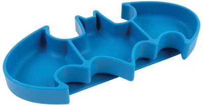Bumkins DC Comics Batman Silicone Grip Dish - Siliconen Vakjesbord met Zuignap - Kinderbord en Babybord met Vakken - Platina Siliconen - Oven- en Vaatwasserbestendig - Baby Led Weaning BLW - Blauw - Superheld