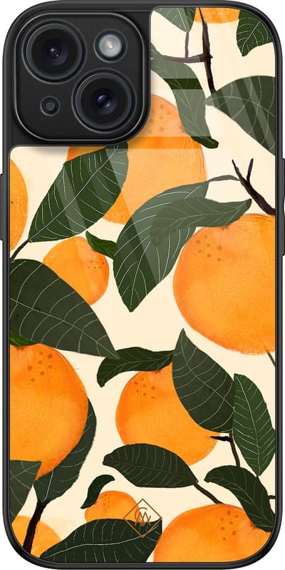Casimoda® hoesje - Geschikt voor iPhone 15 - Orange Garden - Luxe Hard Case Zwart - Backcover telefoonhoesje - Multi