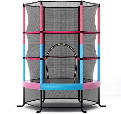 COSTWAY Trampoline voor Kinderen Kleuter Trampoline met Veilige Bescherming Net en Spring Pad Binnen en Buiten Recreatieve Trampoline Roze