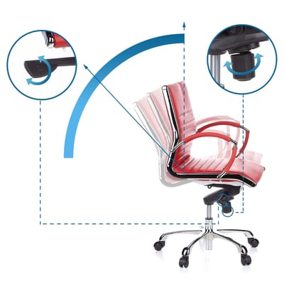 hjh office Parma 10 - Bureaustoel - Leder - Rood / chroom