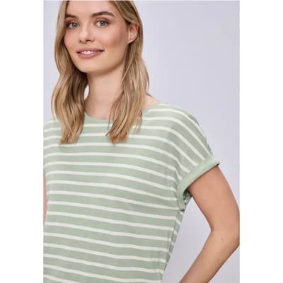 Shirt met hangende schouder en strepen