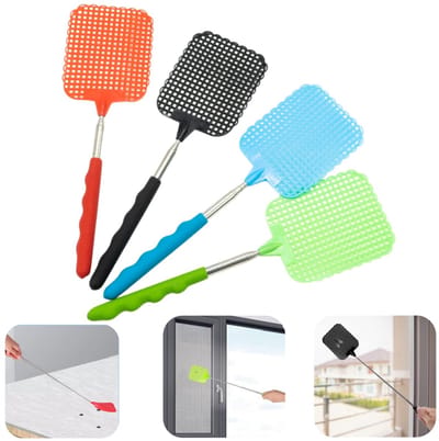 4-delige vliegenmepper - Handmatige muggenmepper - Telescopische vliegenmepper - Vierkante muggenmepper - Handheld muggenmepper - Voor muggen, vliegen, ander ongedierte (27*8 cm - Meerdere kleuren)