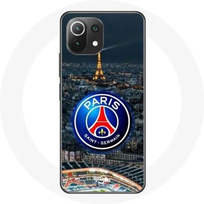 Hoesje - Xiaomi - Mi 11 Lite - Flexibel - Wit - PSG Logo Stadion Nacht Eiffeltoren