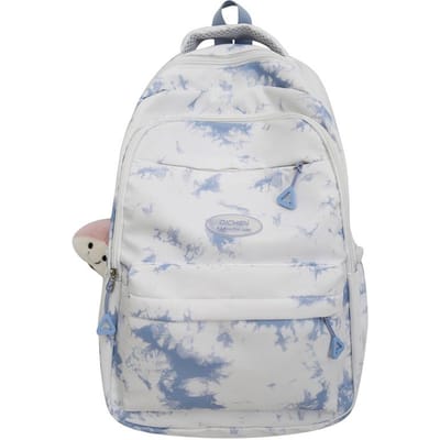 Sac à dos pour le style campus, à la mode et polyvalent pour les lycéens et les étudiants, sac à dos étudiant de grande capacité With pendant bleu