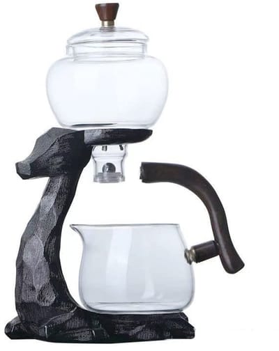Dailygoods- Theepot met Filter - Glazen Theepot - Dubbelwandig - 300ml Capaciteit - Keramische Basis - Warmte-isolatie Handvat - Theeservies