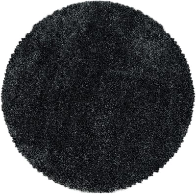 Extra hoogpolig vloerkleed Fluffy - rond - antraciet - 120x120 cm