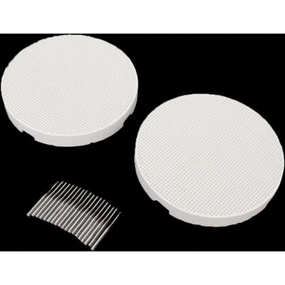 2 stuks ronde bakplaten met 20 stuks pinnen voor tandtechnisch laboratorium tandtechnicusbenodigdheden (Metalen Speld) white