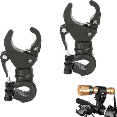 2 Stuks fietszaklamphouder, 360 graden draaibare fietslamphouder, multifunctionele krukhouder, universele stuurklem voor mountainbikes en rolstoelen, vaste zaklampen, Wandelstokhouder - Cyslmuk®