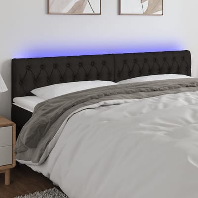 vidaXL - Hoofdbord - LED - 180x7x78/88 - cm - stof - zwart