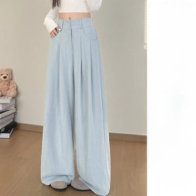 Witte Melk Fu Pakbroek voor Dames In Zomer Nieuwe Losse Slanke Rechte Broek Hoge Taille Lazy Ijszijde Wijde Pijpen M white