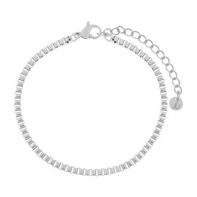 Essentialistics - Armband basic blokjes - Volwassenen - Zilverkleur - Stainless steel (verkleurt niet) - Verlengkettinkje