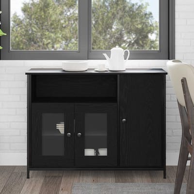 vidaXL - Dressoir - Zwart - Eiken - 100 - x - 35 - x - 75 - cm