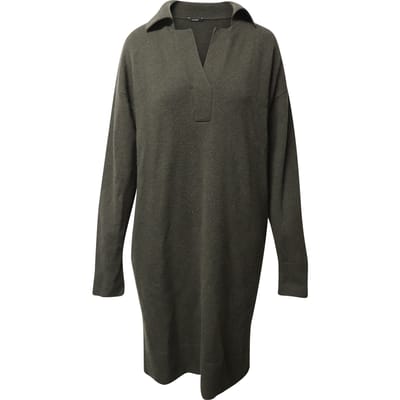 Joseph oversized gebreide jurk van donkergroene wol.