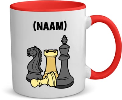 Akyol - schaken met eigen naam koffiemok - theemok - rood - Schaken - schaker - denksport - 350 ML inhoud