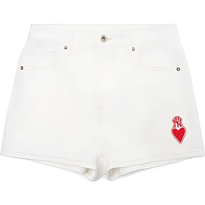 MLB New York Yankees Hart Geborduurd Casual Sport Veelzijdig Jeans Korte Broek Lente Zomer Dames shorts Wit 3FDPH5023-50CRS S white