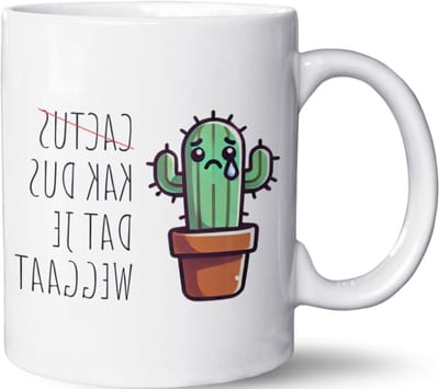 Grappige Mok - Cactus Mok - Afscheidscadeau Geven - Met Humoristische Tekst - 325 ml - Wit