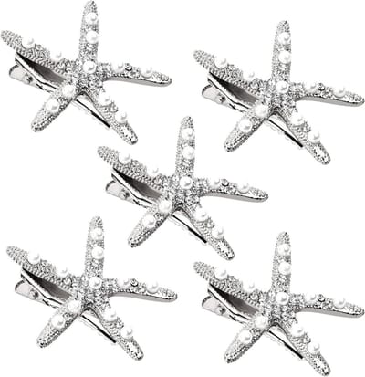 Sterrenvormige Haarspeldjes - 5 Stuks Metalen Haaraccessoires, Decoratieve Haarpins voor Bruiloften en Feestjes (Zilver)