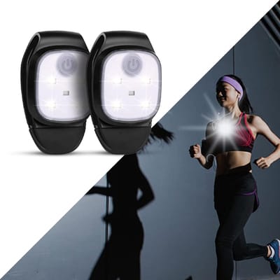 Clip-on loopverlichting, 2 stuks, oplaadbaar, USB, looplamp met 4 verlichtingsmodi, veiligheidslamp met clip voor camping, outdoor, hardlopen, kinderen