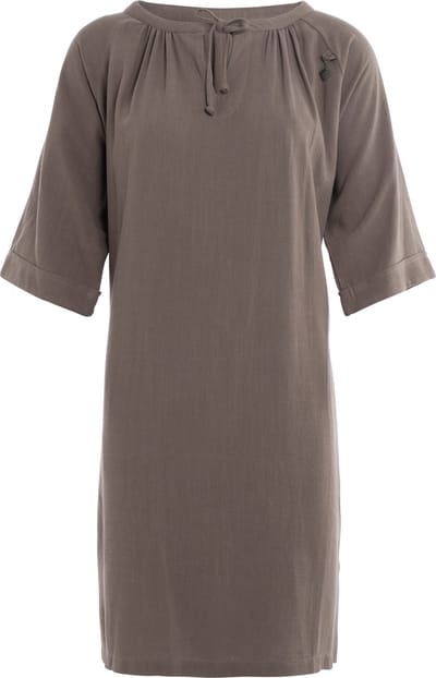 Knit Factory Fern Jurk - Tuniek dames - Strandjurk - Strandtuniek - Jurk gemaakt van 78% viscose & 22% linnen - Zomerjurk - Hoog draagcomfort - Taupe - Bruin - S/M