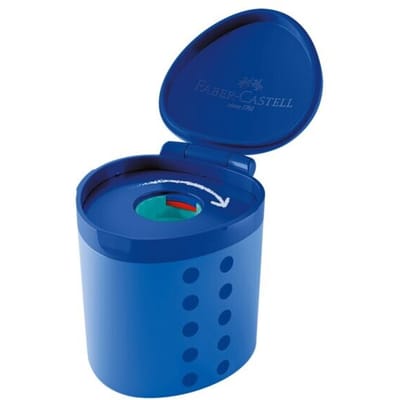 Faber-Castell puntenslijper- Grippy - blauw - 1-gaats met opvangbakje - FC-181790