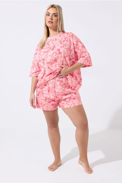 Limited Collection Roze Pyjamaset Met Strik Size 44
