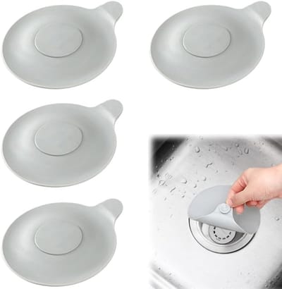 wastafelstoppers - 4 stuks universele afvoerplug voor badkuip, wastafel, gootsteen - antislip zuigstopper, haarvanger, waterafdichting, geurbarrière