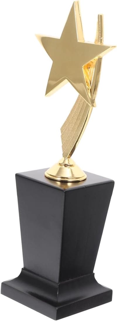 Eerbetoon Trofee - Prijsuitreiking Award - Feest Spel Prijzen - Hars Kristal Basis - 25 cm Hoog - Goudkleurig