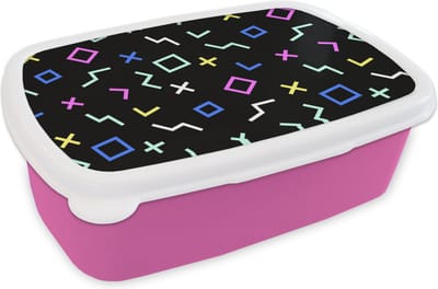 Broodtrommel Roze - Lunchbox - Brooddoos - Game Console - Vector - Abstract - 18x12x6 cm - Kinderen - Meisje